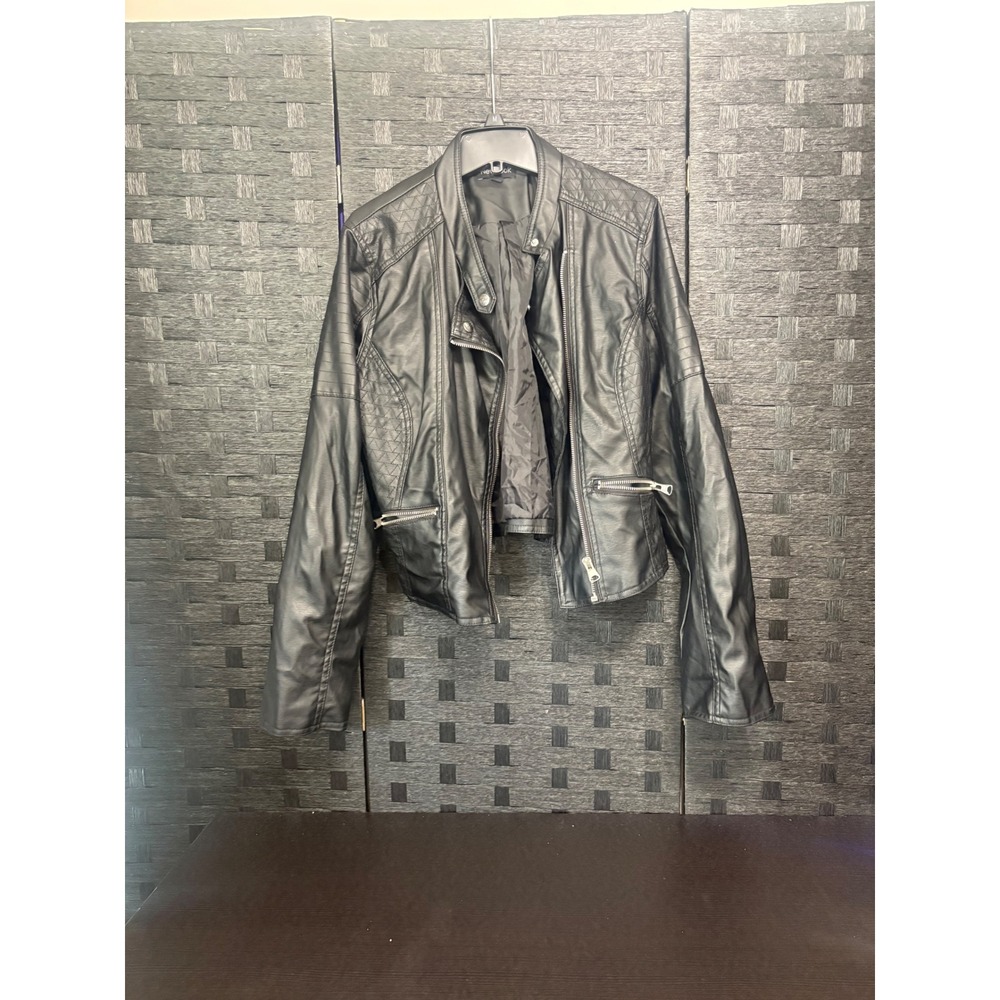 New look black faux leather jacket sizeXL